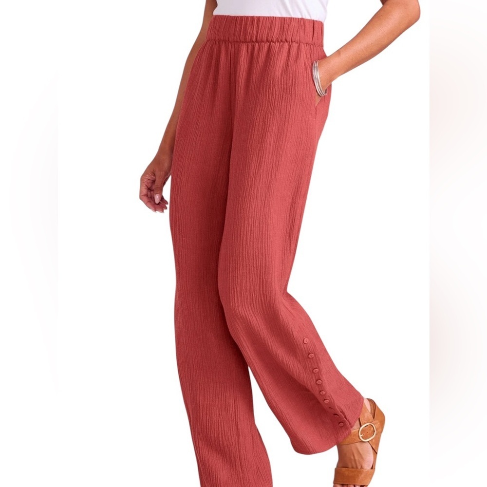 NWT Soft Surroundings Women’s Oceo Crinkle Gauze Pull On Pant Tandoori Spice XS